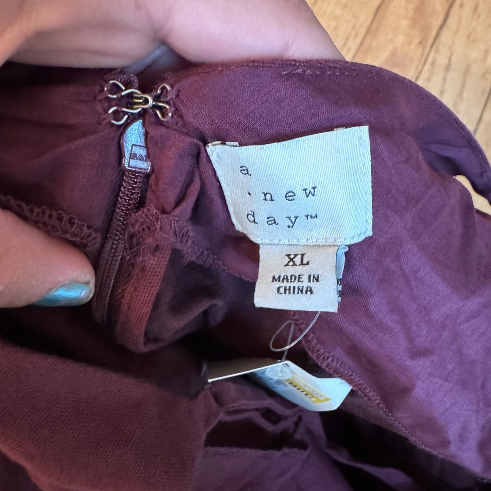 A New Day Womens XL Sleeveless Wide Leg Jumpsuit Mauve Wine Purple NWT - Picture 7 of 9